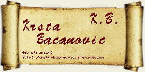 Krsta Bacanović vizit kartica